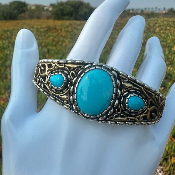 Carolyn Pollack Relios Sterling Silver Turquoise Cuff Bracelet - Picture 6 of 12